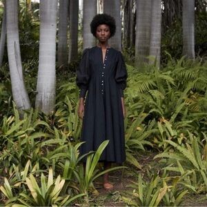 Doen Black Long Sleeve Cotton Poplin Edlynne Dress